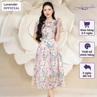 Đầm công sở thiết kế LAVENDER cổ bèo tròn 2 tầng dáng xòe D3020