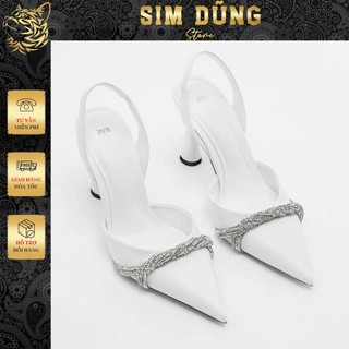 Guốc đá trắng ZRa sang chảnh cao 9 phân Fullbox hot hit (Lùi 1 Size) 6879-2