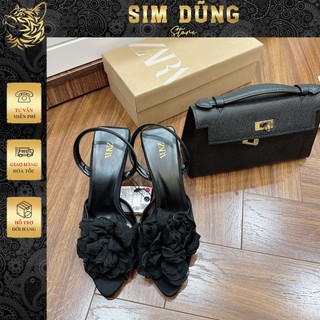 Guốc ZRa Hoa Đen cao 7 phân fullbox hot trend ( Lùi 1 Size) 2229