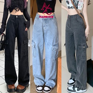 Quần jean nữ túi hộp 2 túi ống rộng cạp cao Avocado, quần bò nam nữ dáng suông cạp cao Ulzzang unisex Hot Trend