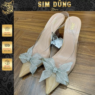 Guốc Zaraa Quai Trong Hoa Đính Đá Be Cáo 7 phân hot trend (FULLBOX)(LÙI 1 SIZE) 8742