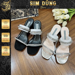 GUỐC CAO GÓT NỮ CAO 4 PHÂN QUAI MẢNH MÀU ĐEN BẠC HOT ( LÙI 1 Size) 7130-5