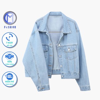 Áo khoác jean nữ croptop ngắn form rộng chống nắng hàn quốc M Fashion phong cách cá tính AK02