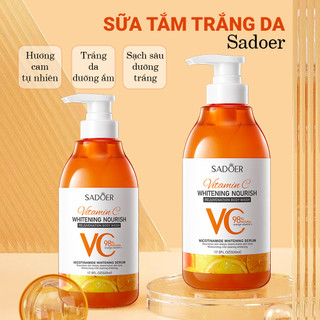 Sữa tắm Vitamin C giúp dưỡng trắng da dưỡng ẩm mềm mịn mùi hương thơm cam tự nhiên lành tính SADOER