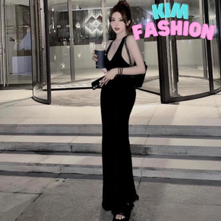 Đầm maxi 3 lổ hở lưng thiết kế ôm body sexy sang chảnh dự tiệc Kim Fashion, Đầm hở lưng có mút ngực hiện đại cá tính