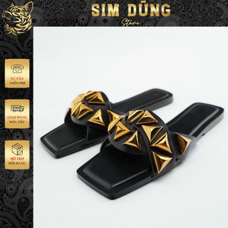 ⭕️HÀNG CÓ SẴN⭕️DÉP ZARAaa QUAI DA ĐÍNH ĐÁ