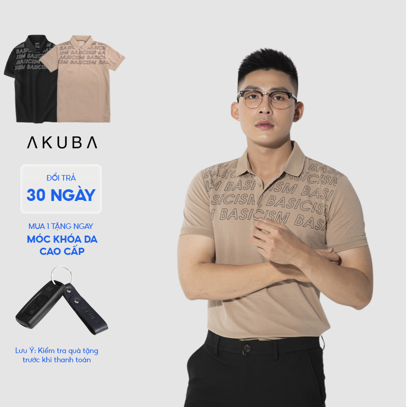 Áo polo nam vải cá sấu cotton AKUBA form slimfit, chất liệu thoáng mát, mềm mại, thấm hút mồ hôi tốt | 01J0606