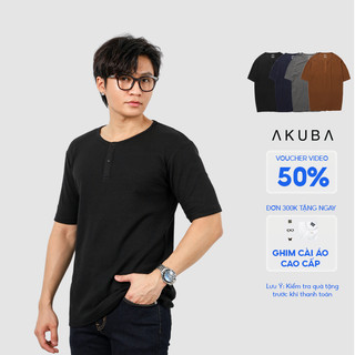  Áo thun tay ngắn Akuba form regular chất mát mịn co giãn tốt 01J667