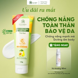 Kem chống nắng body Trái Bơ SPF 50+ PA++++ kháng nước dưỡng da toàn thân Cỏ Mềm 120gr