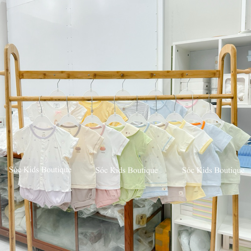[Nous] Bộ quần áo cộc tay cài thẳng Nous cho bé sơ sinh 3-10kg chất mềm mát thấm hút chính hãng