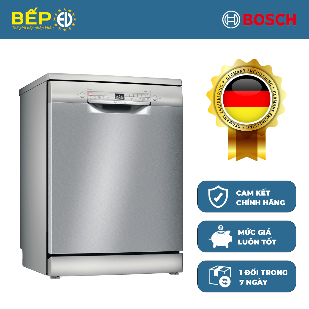 [Chính Hãng] Máy Rửa Bát Độc Lập Bosch SMS2IVI61E - Series 2, Kết Nối Thông Minh, Dọn Rửa Nhẹ Nhàng