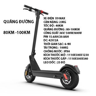 Xe scooter điện X9 MAX- Công suất 48V đi 100km cho 1 lần sạc -Xe điện đa năng,gấp gọn