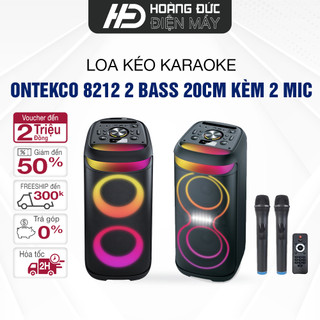 Loa Kéo PartyBox Karaoke Ontekco 8212 400W 2 Bass 20cm 2 Treble Tặng Kèm 2 Micro Hàng Chính Hãng Bảo hành 12 Tháng