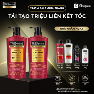 Combo 2 Dầu Gội TRESemmé Keratin Smooth Keratinbond+/ Bond Repair Peptidebond+ Cho Tóc Vào Nếp, Giảm Gãy Rụng 850gx2