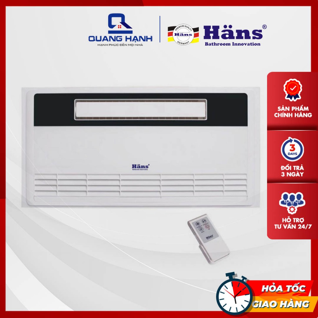 Quạt mát nhà vệ sinh phòng bếp tích hợp thông gió hút mùi Hans H20R, lắp âm trần 60 × 30 cm