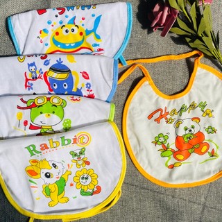Set 5 Yếm cột dây cho bé sơ sinh, mặt sau của yếm có NI LÔNG chống thấm và trẻ em