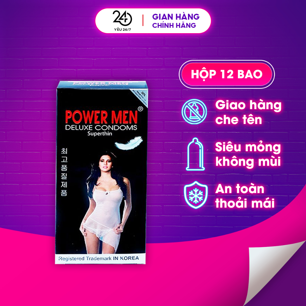 Bao cao su BCS siêu mỏng PowerMen siêu mỏng 12 chiếc