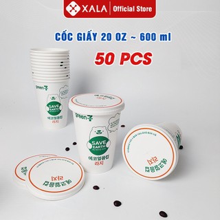50 cốc giấy cấp 7 eleven 20 oz - 600 ml kèm nắp nhập khẩu hàn quốc