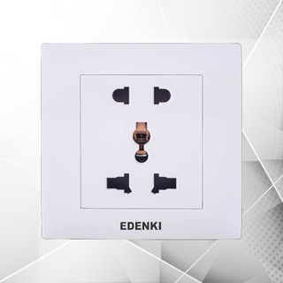 Bộ ổ cắm đôi ba chấu Edenki Elegant White EE-005