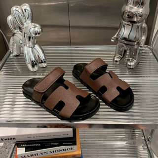 Dép nữ lê chữ H quai dán bản đẹp, dép nữ HM da hàng fullbox