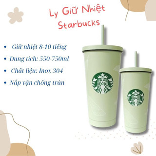 Ly Giữ Nhiệt Starbucks, Cốc Giữ Nhiệt, Bình Giữ Nhiệt inox chống tràn kèm ống hút