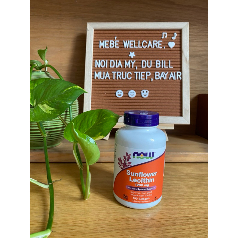 ( Nội địa Mỹ, đủ bill, date 2027) Viên uống chống tắc tia sữa Sunflower Lecithin 1200mg Now 100 viên