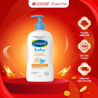 Sữa Tắm Gội Hữu Cơ Cetaphil Hương Hoa Cúc Hữu Cơ Dịu Nhẹ Làm Sạch Sâu Cho Da Nhạy Cảm Của Bé 400ml - Bibomart