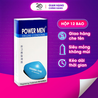 Bao cao su powermen viagra type - siêu mỏng, kéo dài thời gian quan hệ hộp 12 cái