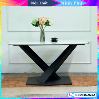 Bàn ăn chân chữ x mặt đá cramic chống trầy chống ố nhập khẩu