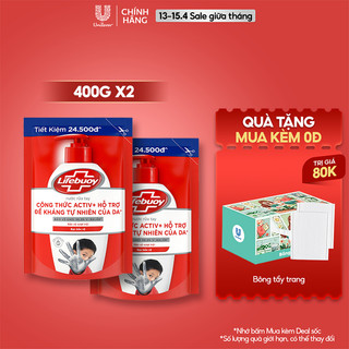 Combo 2 túi Nước Rửa Tay Lifebuoy Vitamin+ 400g