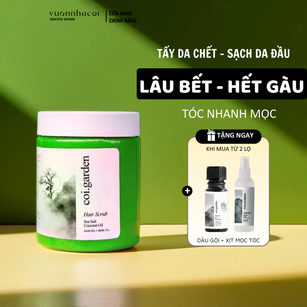 Tẩy tế bào chết da đầu Coigarden 300gr lâu bết sạch gàu - muối tẩy da chết tóc đầu hỗ trợ mọc tóc