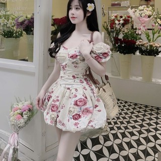 Váy thô hoa vát eo cúc ngọc