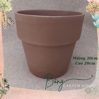Chậu trồng cây, Chậu đất nung gờ nhiều màu size lớn 20cm Bông Garden trồng cảnh để bàn