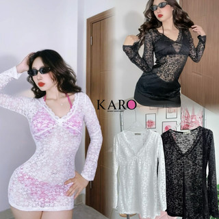 Đầm ren hoa xuyên thấu đi biển K5264  - CAROTSHOP