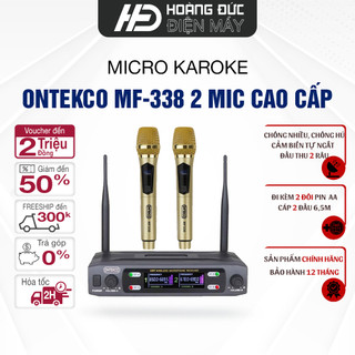 Bộ Micro Ontekco MF338 Hát Karaoke Chuyên Nghiệp Đầu Thu Sóng 80M Chất Liệu Cao Cấp Bảo Hành Chính Hãng 12 Tháng