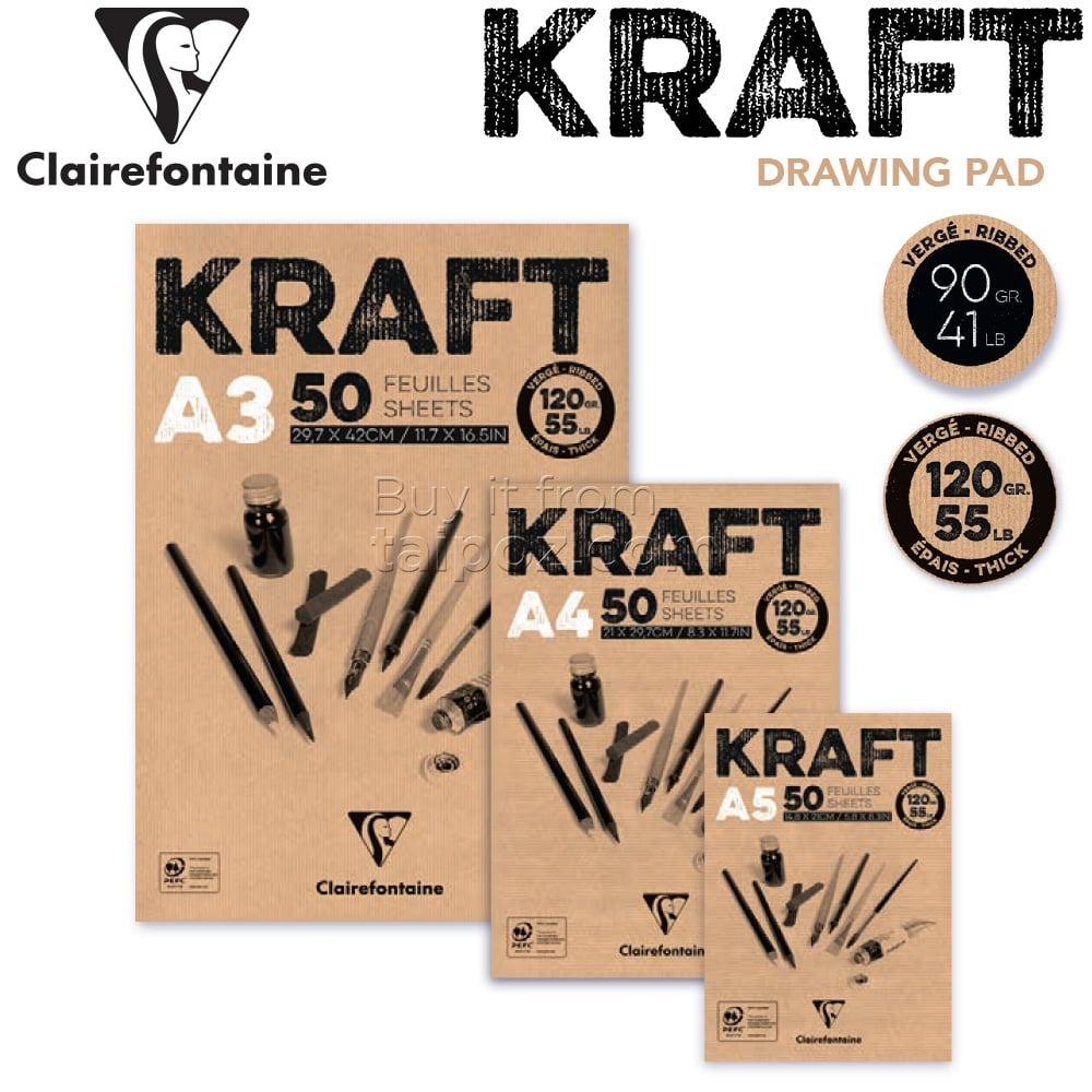 [ HỌA PHẨM TALENT ] - SỔ VẼ GIẤY KRAFT CLAIREFONTAINE