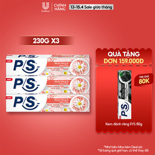 Bộ 3 Kem Đánh Răng P/S Muối Hồng Hoa Cúc Răng Trắng Hơn Sau 7 ngày 230g/hộp
