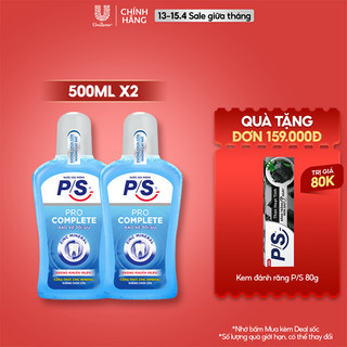 Bộ 2 Nước súc miệng P/S Chuyên gia kháng khuẩn 500ml giúp kháng khuẩn 99.9% chỉ sau 30 giây
