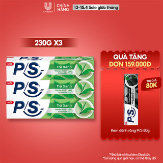 Bộ 3 Kem Đánh Răng P/S Trà Xanh Thanh Nhiệt Tự Nhiên 230g/hộp