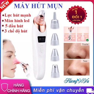 Máy hút mụn mini cầm tay sạc pin màn led, 3 chế độ tăng giảm-5 đầu-hút mụn đầu đen, mụn cám, mụn trứng cá, mụn ẩn