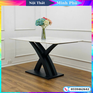 Chân bàn chữ x cong , mặt đá ceramic , tùy chọn màu đá. free ship