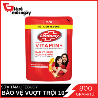 Sữa tắm Lifebuoy Bảo vệ vượt trội 10 (Đỏ) Túi 800ml