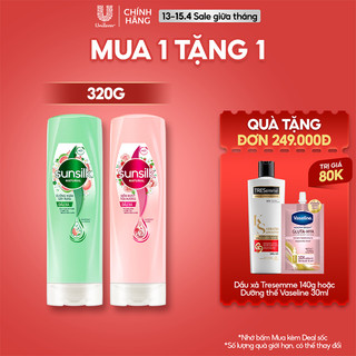 Dầu xả Sunsilk Natural 320g thành phần 100% thiên nhiên cho mái tóc tỏa hương sống động 48h và giảm gãy rụng gấp 2,5 lần