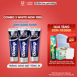Kem đánh răng Closeup White Now Tinh Thể Blue Sapphire + Khoáng Trắng Tự Nhiên 100g