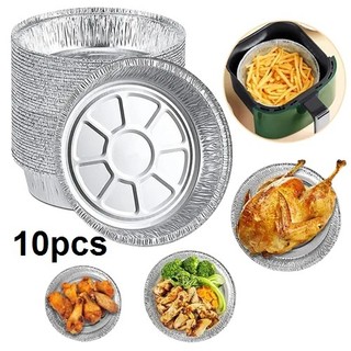 Set 10 khay bạc tròn lớn 22cm chuyên dụng lót nồi chiên không dầu quay nướng