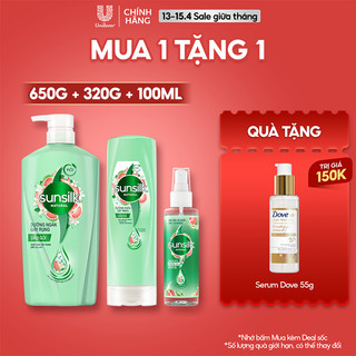 Combo Gội Xả và Xịt dưỡng tóc tinh chất bưởi Sunsilk Natural Dưỡng ngăn Gãy rụng 650g, 320g, 100ml