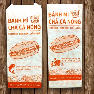 Túi/bao bánh mì chả cá nóng [XÉP HÔNG] - giấy Kraft trắng - 1000 túi