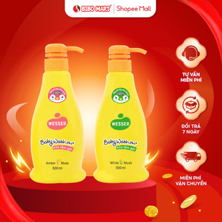 Sữa Tắm Gội Wesser 2 Trong 1 Chai 500ml Tắm Gội Trẻ Em Chiết Xuất Thiên Nhiên Làm Sạch Dưỡng Ẩm Da Cho Bé - Bibomart