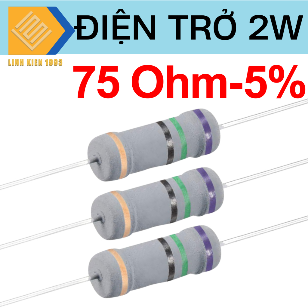 [ SET 5 CON ] Điện Trở 75 Ohm 2W 5% 4 Vòng Màu