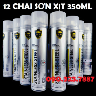 1 thùng 12 chai: sơn mạ crom sơn xịt mạ chrome, inox sáng bóng stainless steel 350ml - hàng jbk .